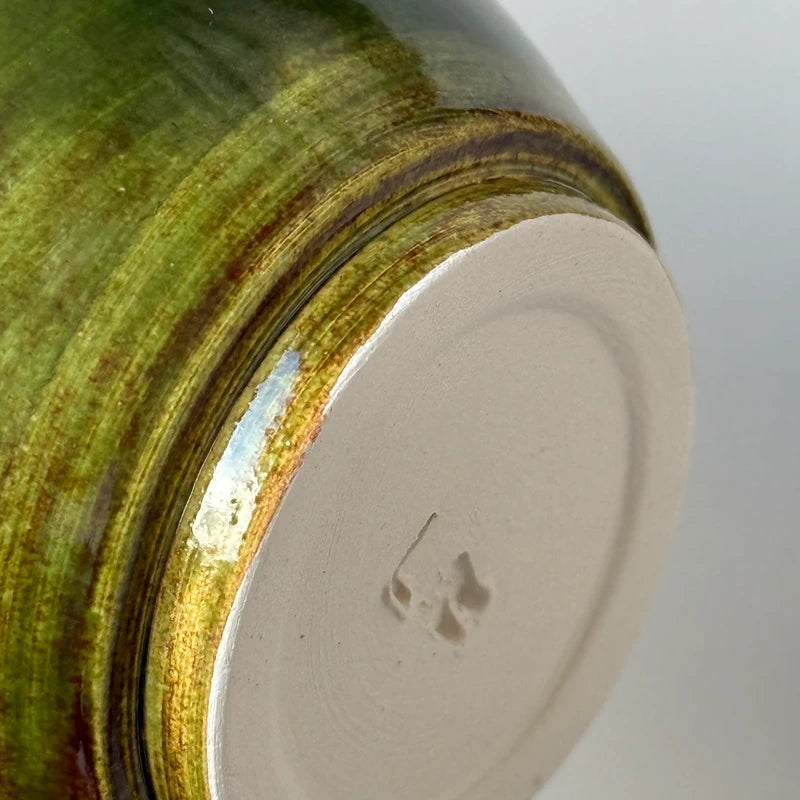 Vaso in Ceramica Artigianale, Verde Muschio Cangiante - Tornito a Mano