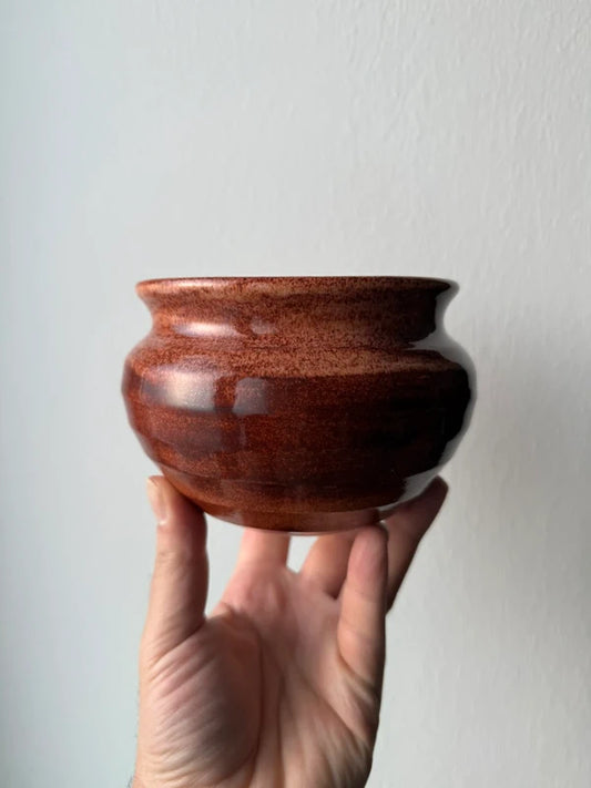 Cachepot/Portavaso Ceramica Artigianale al Tornio - Smalto Effetto Ruggine Lucido
