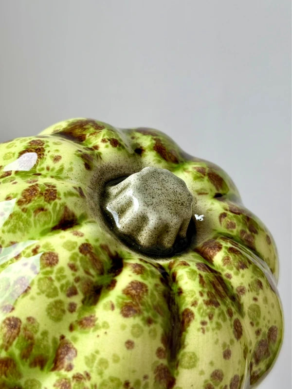 "Jade Speckle" - Zucca Decorativa Artigianale in Ceramica, Verde Maculato