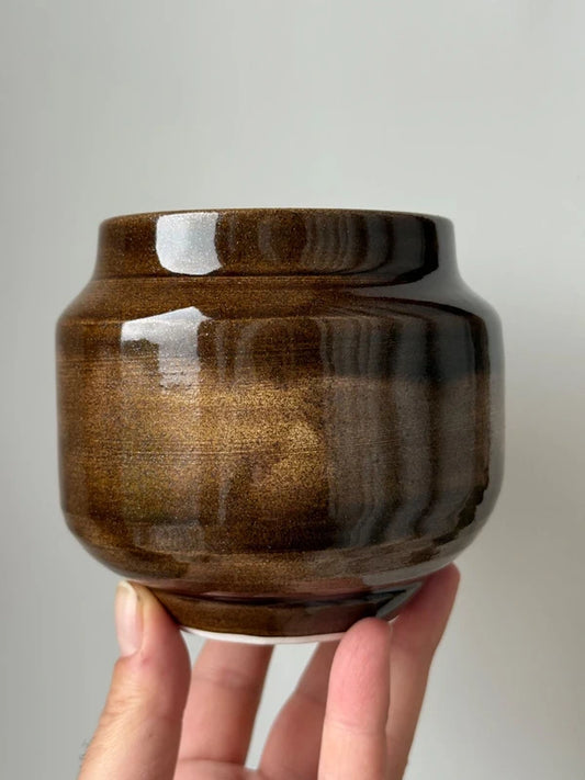 "Golden Bark" - Vaso/Mug Artigianale Effetto Legno Ambrato (Fatto a Mano)