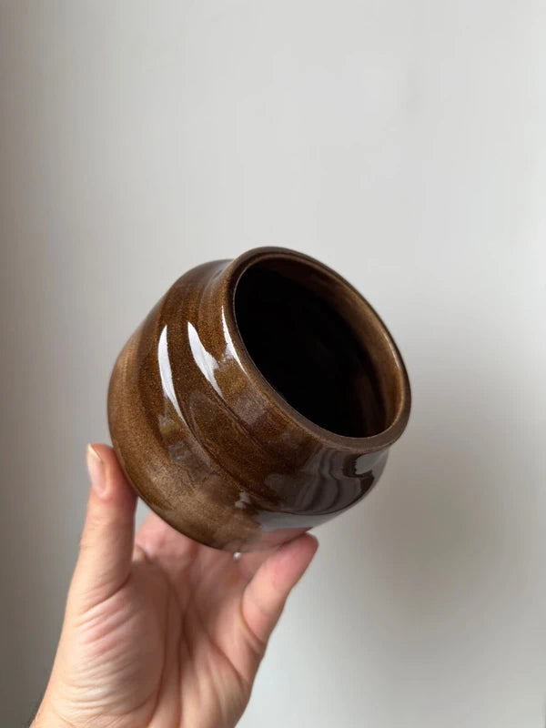 "Golden Bark" - Vaso/Mug Artigianale Effetto Legno Ambrato (Fatto a Mano)