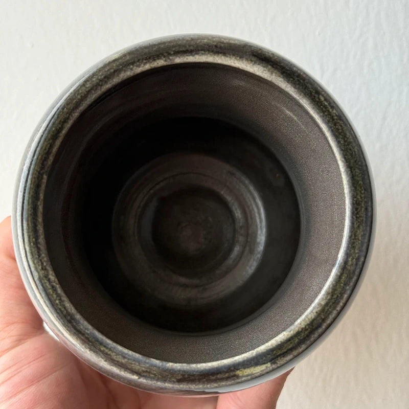 Vasetto Tornito in Ceramica Artigianale - Design Unico Nero/Blu Notte