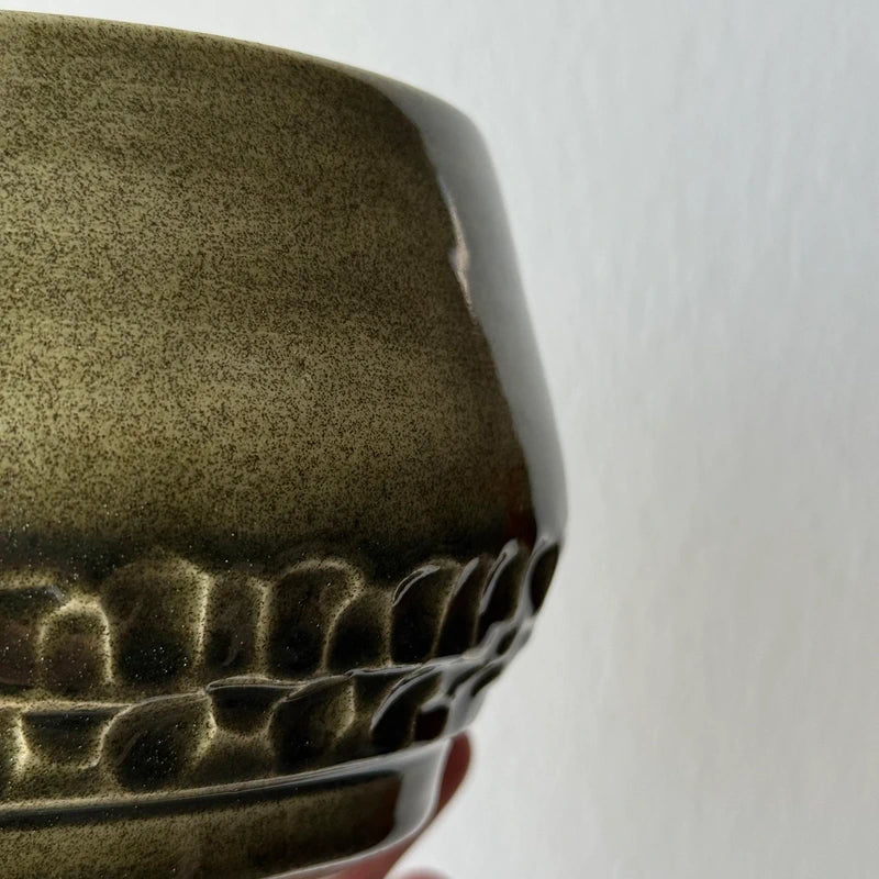 Ciotola Ceramica Artigianale Verde Oliva Tornio - 8.5x13cm