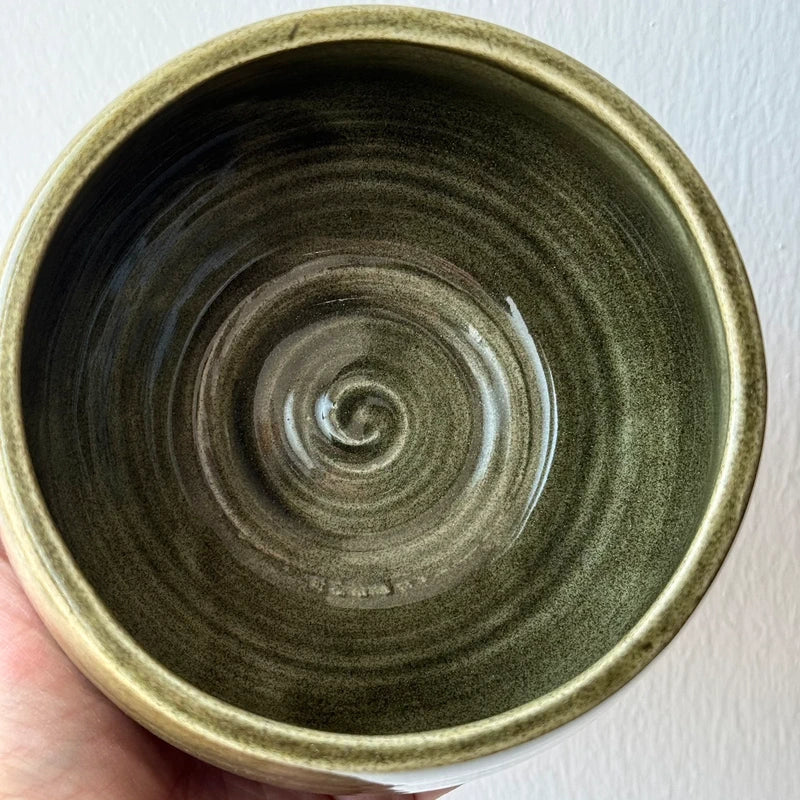 Ciotola Ceramica Artigianale Verde Oliva Tornio - 8.5x13cm