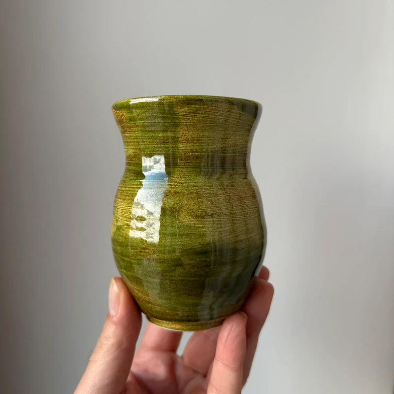 Vaso in Ceramica Artigianale, Verde Muschio Cangiante - Tornito a Mano