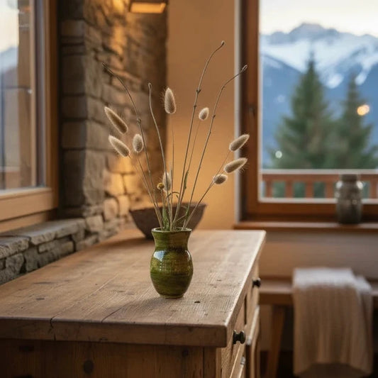 Vaso in Ceramica Artigianale, Verde Muschio Cangiante - Tornito a Mano