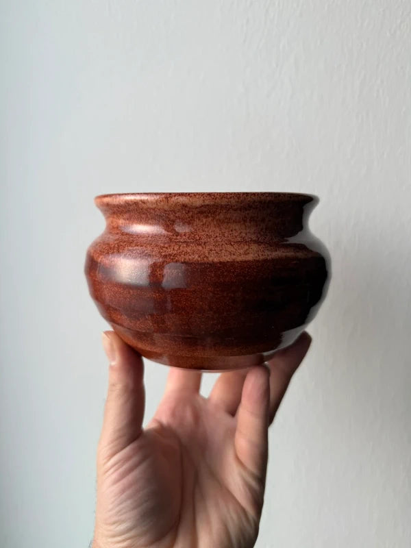 Cachepot/Portavaso Ceramica Artigianale al Tornio - Smalto Effetto Ruggine Lucido