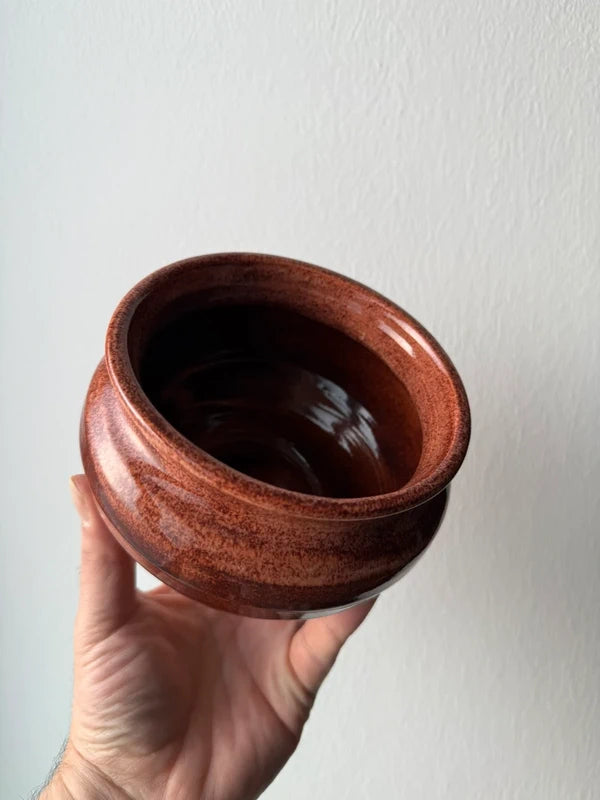 Cachepot/Portavaso Ceramica Artigianale al Tornio - Smalto Effetto Ruggine Lucido