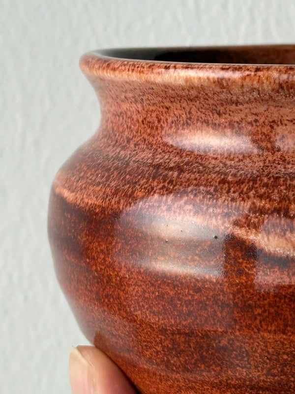 Cachepot/Portavaso Ceramica Artigianale al Tornio - Smalto Effetto Ruggine Lucido