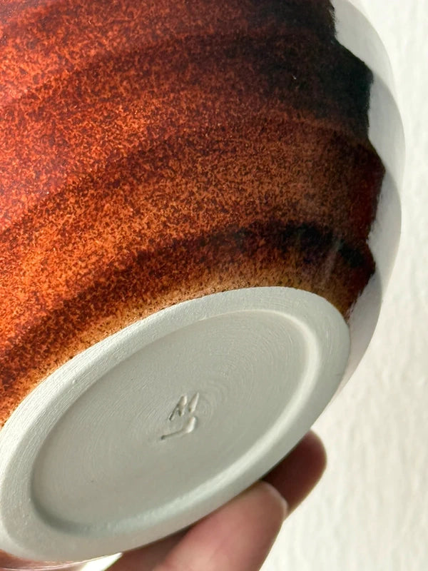 Cachepot/Portavaso Ceramica Artigianale al Tornio - Smalto Effetto Ruggine Lucido