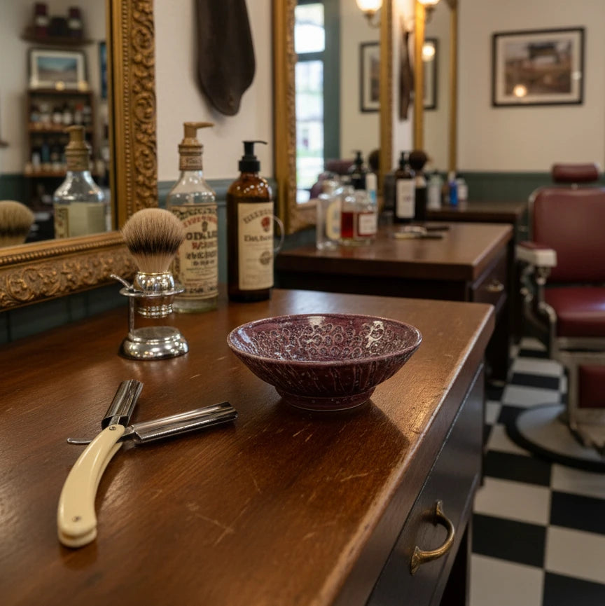 Ciotola da Barba Artigianale in Ceramica - Magenta Speziato