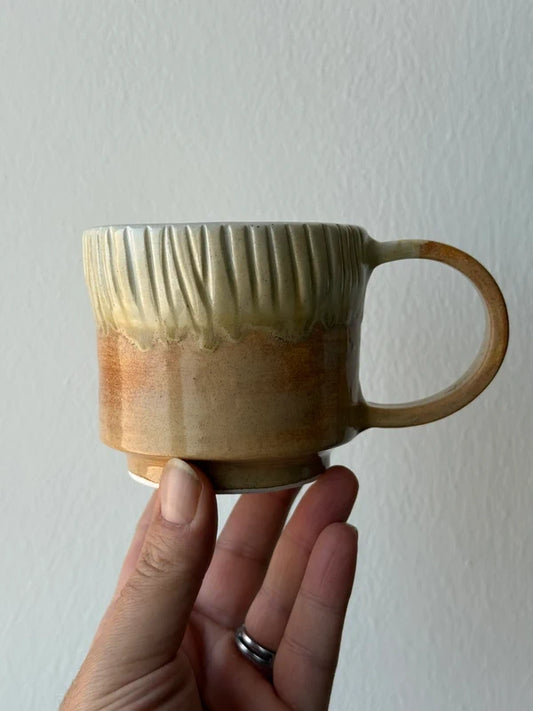 Tazza Artigianale in Ceramica Bicolore Beige