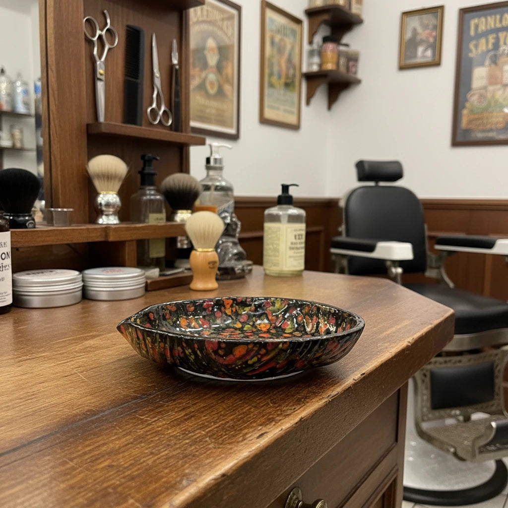 Ciotola Decorativa in Ceramica Fatta a Mano - Effetto Spruzzato Nero e Multicolor