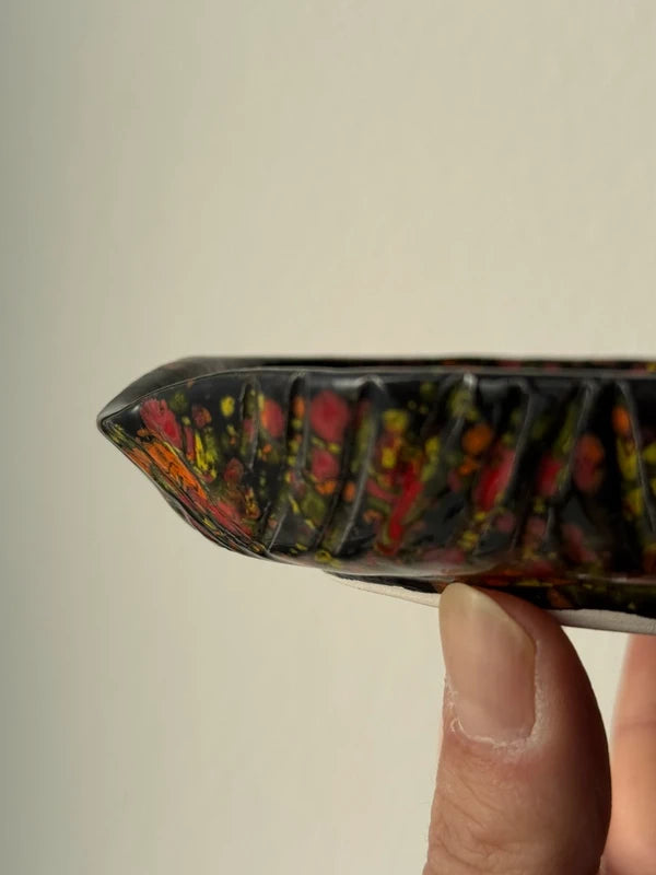 Ciotola Decorativa in Ceramica Fatta a Mano - Effetto Spruzzato Nero e Multicolor