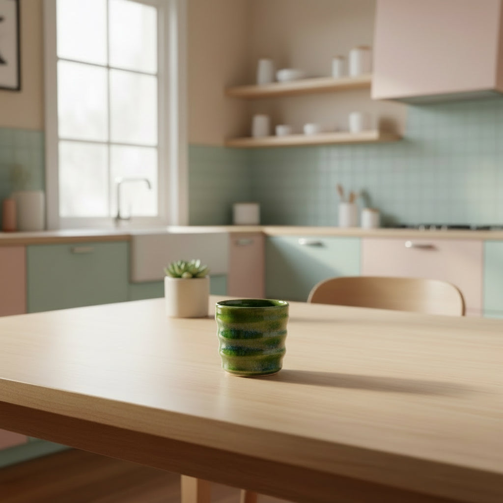 Tazza Green Speckled - Ceramica Artigianale Verde al Tornio