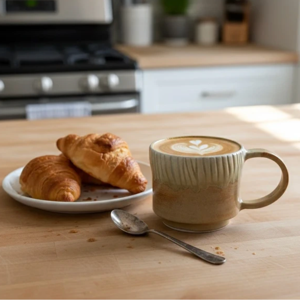 Tazza Artigianale in Ceramica Bicolore Beige